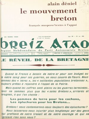 cover image of Le mouvement breton de 1919 à 1945